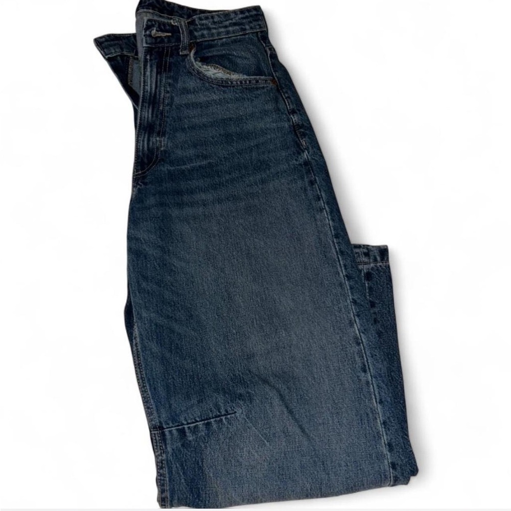 Classic Blue High Waisted Barrel Denim Jeans